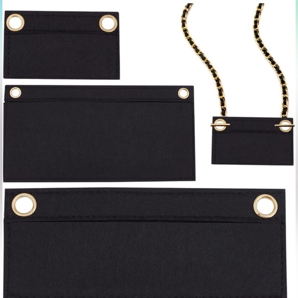 Handbags - 3 Piece Purse Felt Insert Organizer Black